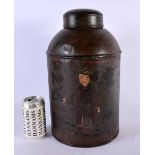 A REGENCY TOLEWARE TEA CANISTER AND COVER. 35 cm x 15 cm.