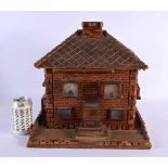 A RARE LARGE EARLY 20TH CENTURY TRAMP ART MONEY BOX in form of a house. 40 cm x 32 cm.