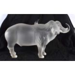 A VERY LARGE FRENCH LALIQUE GLASS BISON OR YAK powerfully modelled standing. 34 cm x 22 cm.