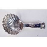A VICTORIAN SILVER KINGS PATTERN CADDY SPOONS WITH SHELL FORM BOWLS BY J MCKAY. Hallmarked Edinburgh