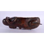 A RARE EARLY 20TH CENTURY AFRICAN TRIBAL CARVED WOOD BOWL formed as an upturned nude female. 25 cm x