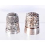 A CHARLES HORNER SILVER THIMBLE Hallmarked London TOGETHER WITH ANOTHER BY JAMES SWAN & SON