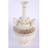 A LATE 19TH CENTURY ENGLISH TWIN HANDLED BLANC DE CHINE PORCELAIN VASE Attributed to Royal
