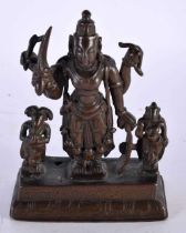 A 17th/18th Century Bronze of Shiva in Uirbhadra (Warrior Form) flanked by Daksa and Sati. South