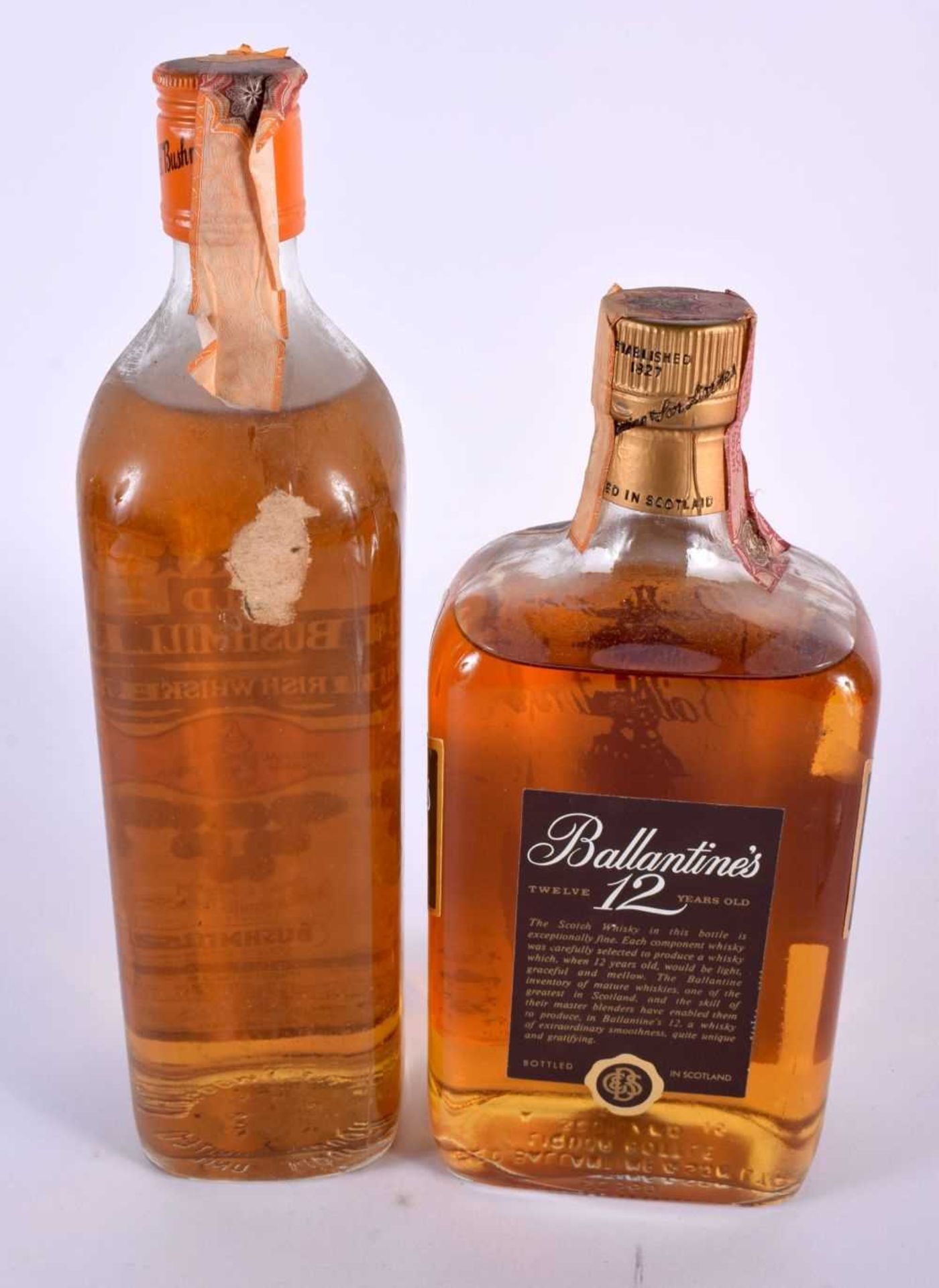 OLD BUSHMILLS IRISH WHISKY together with Ballantines 12 year old Scotch whisky. (2) - Image 2 of 2