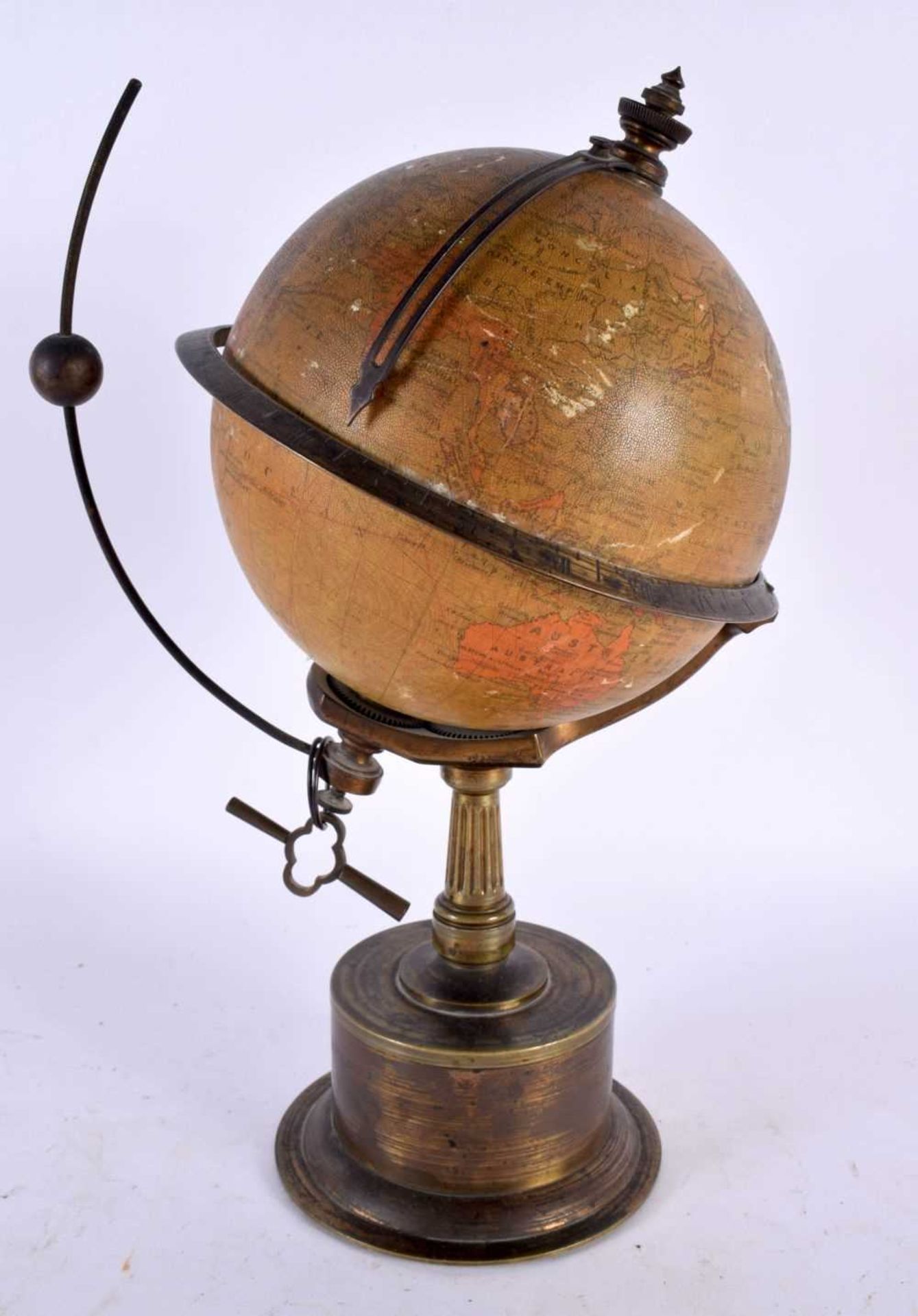 A LATE 19TH CENTURY THE EMPIRE GLOBE CLOCK, PATENT 19460 An 6-inch diameter terrestrial globe,