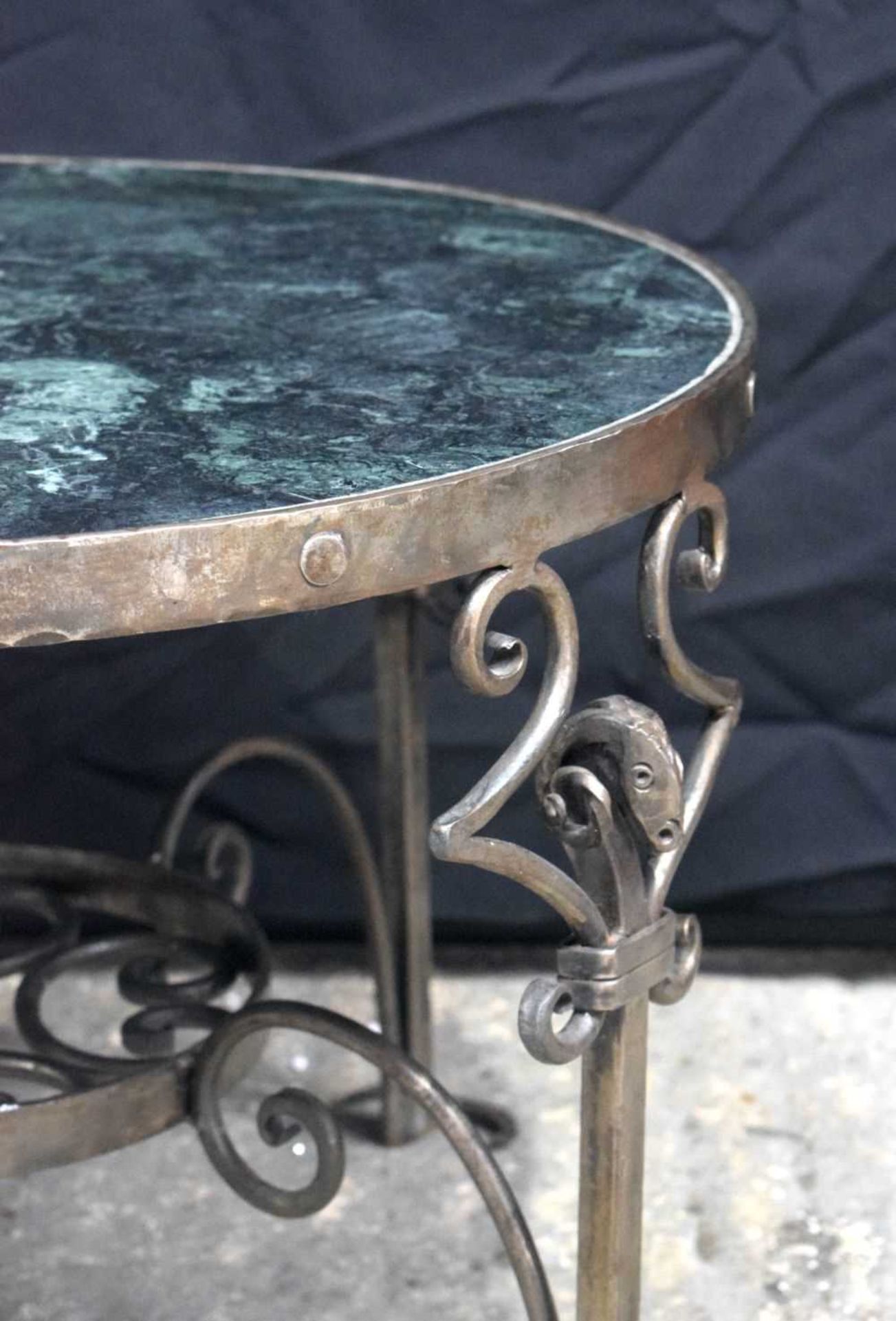 A cast iron framed Marble top coffee table 45 x 63 cm. - Image 2 of 4