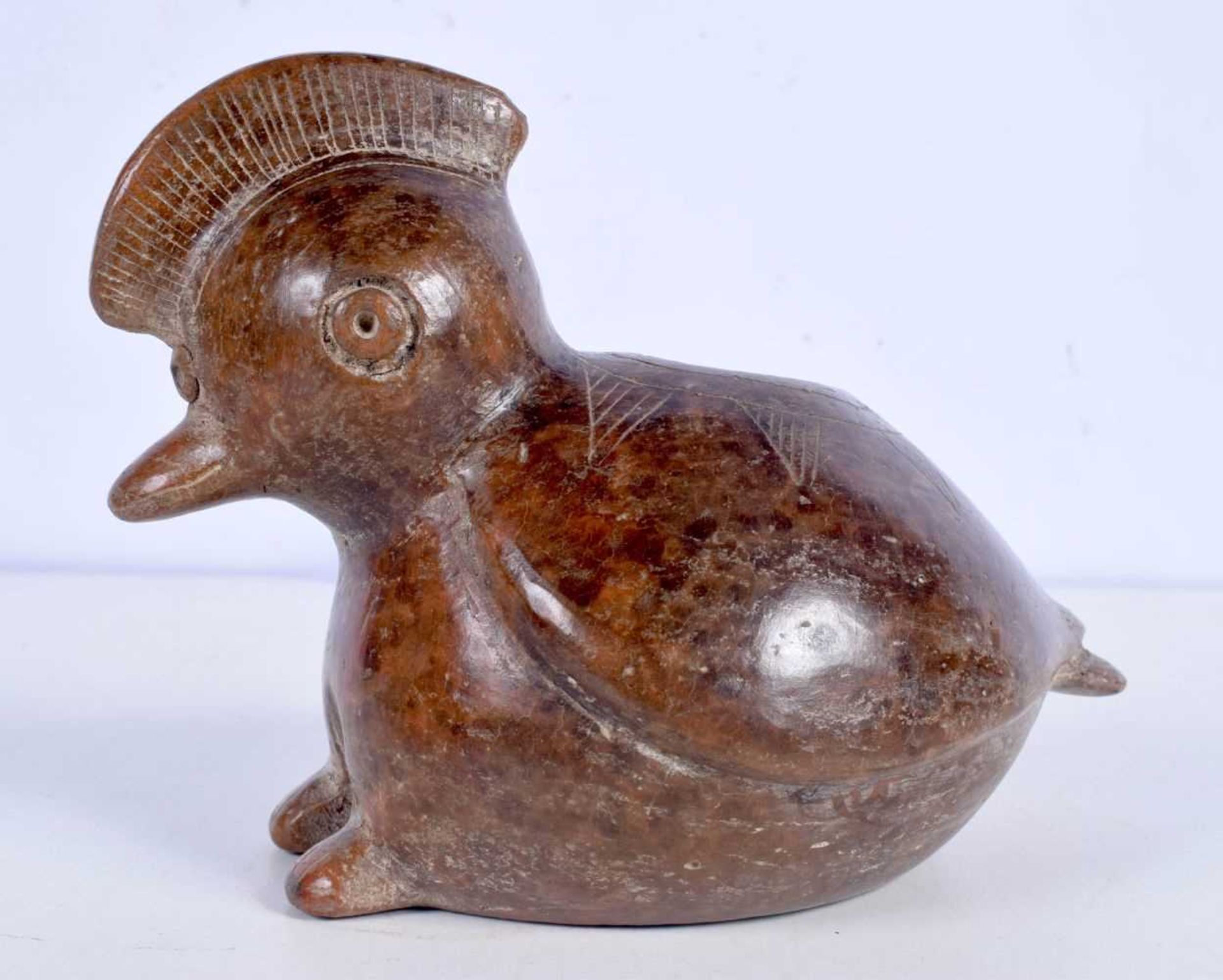 A South American glazed terracotta burner in the form of a Bird 14 cm - Image 2 of 4