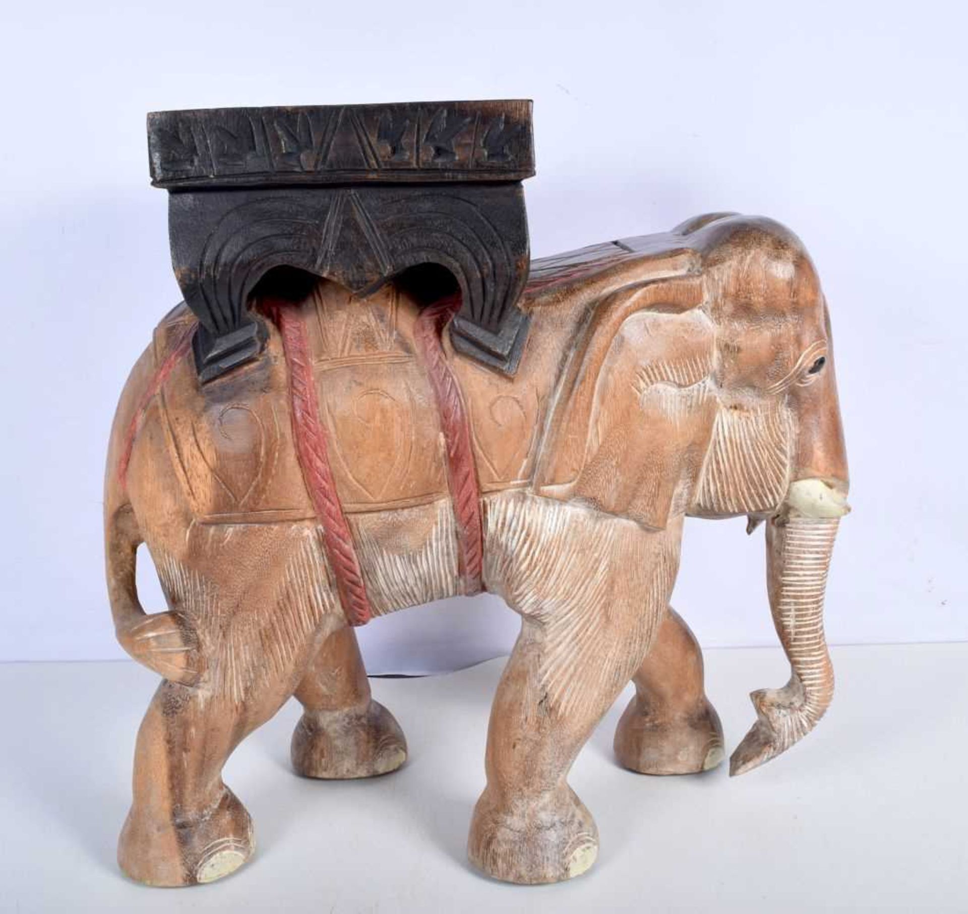 A carved hardwood elephant plant stand. 47 X 47cm . - Image 2 of 3