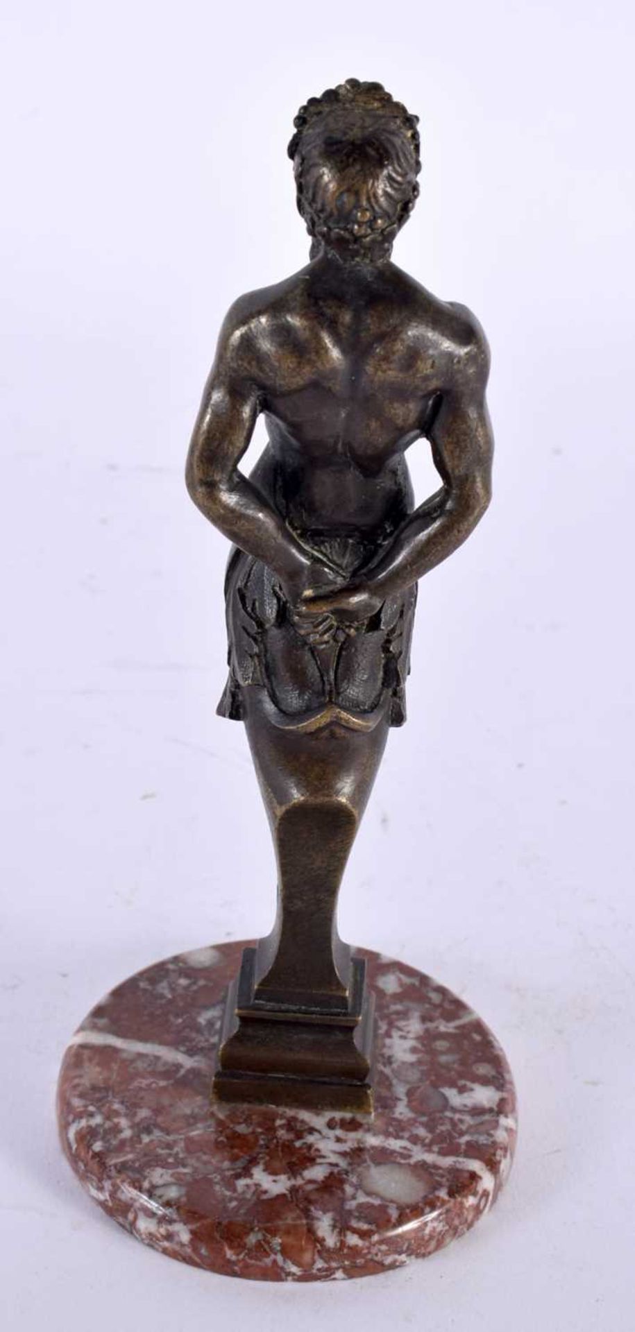 A FINE 19TH CENTURY FRENCH BRONZE AND MARBLE FIGURE OF SATYR modelled with arms behind his back, - Image 6 of 10