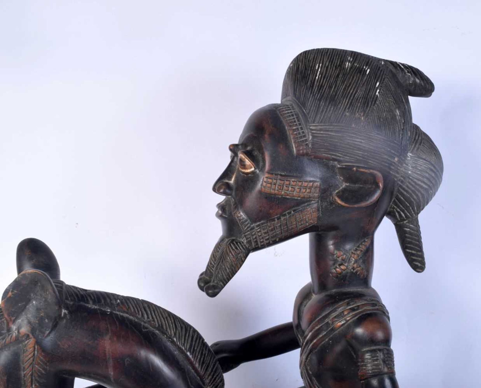 A large African Tribal carved wooden Dogun Horseman 70 x 54 cm. - Image 5 of 7