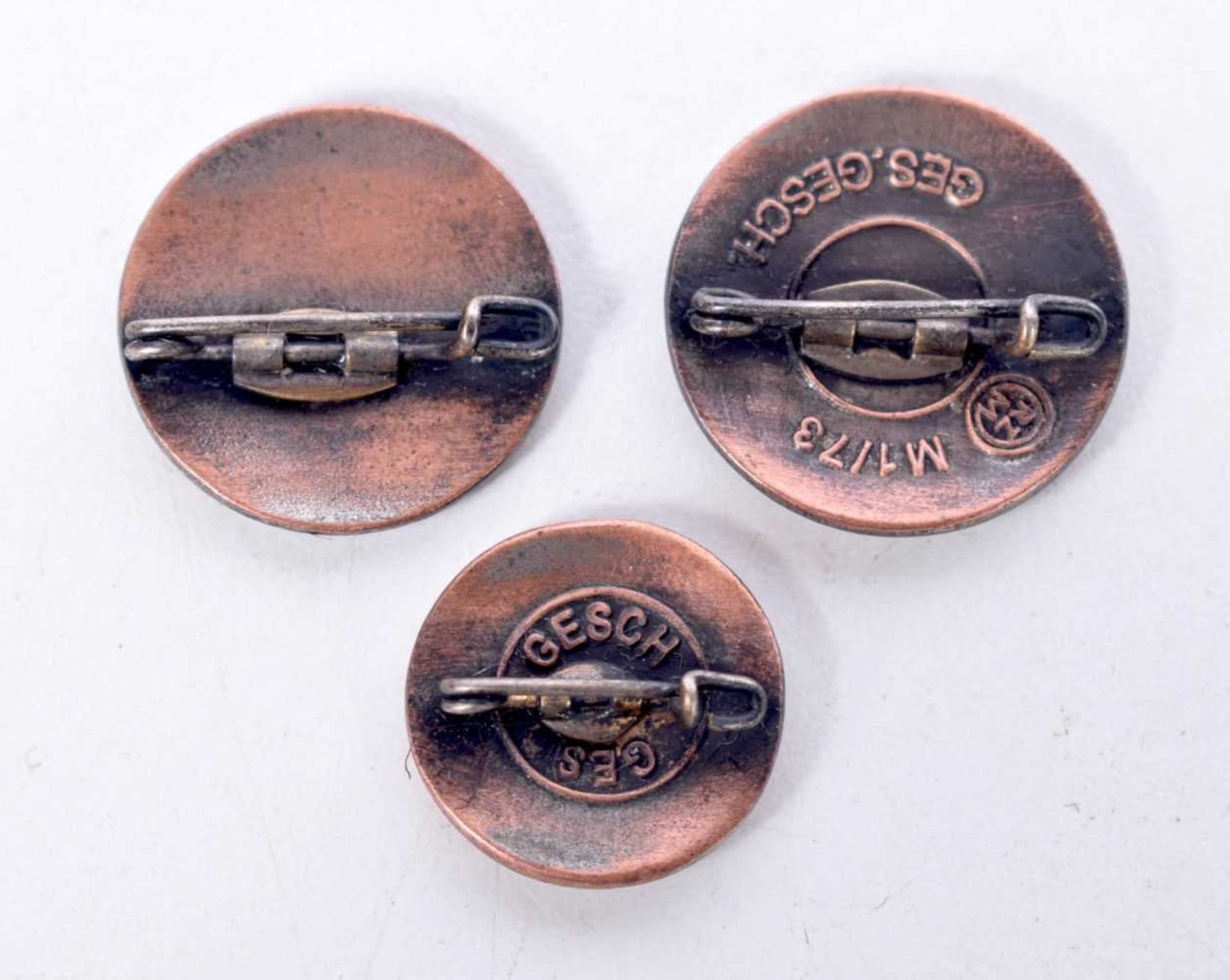 THREE GERMAN MILITARY ENAMELLED BADGES. 13.2 grams. 2.25 cm diameter. (3) - Image 2 of 3