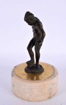 A 19TH CENTURY ITALIAN GRAND TOUR BRONZE FIGURE OF A DANCING MALE After the Antiquity, modelled upon
