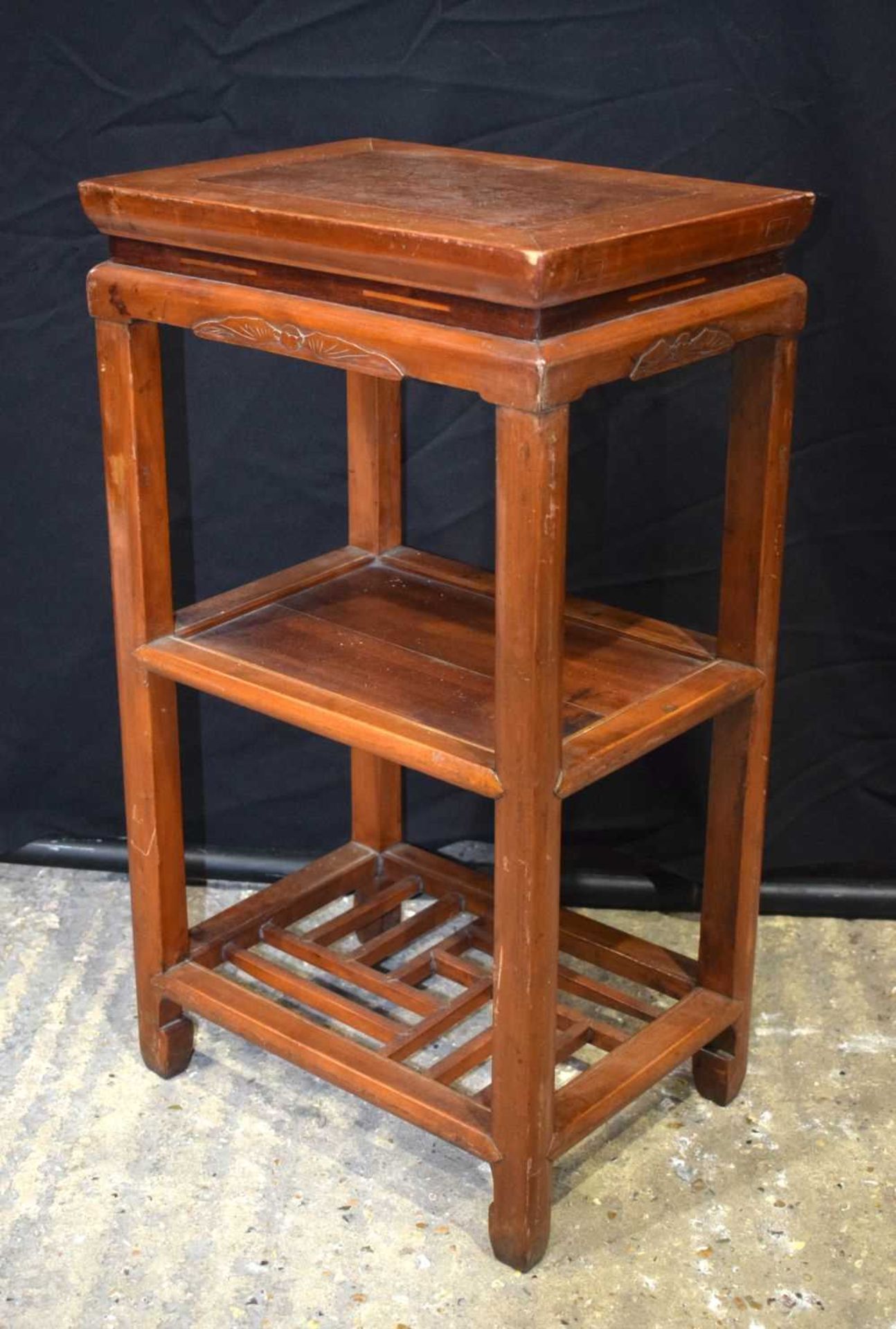 A Chinese three tier wooden stand 40 x 29 x 71cm . - Image 3 of 5