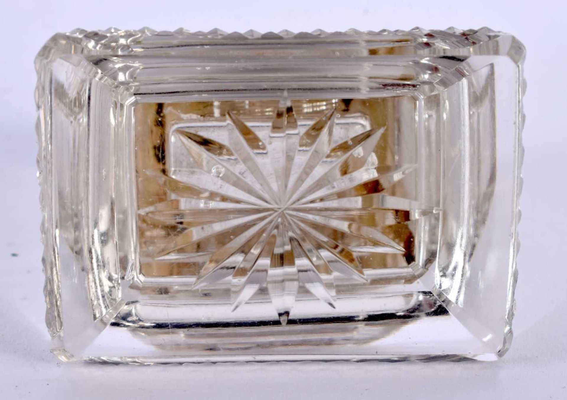 A RARE ANTIQUE SILVER MOUNTED CUT GLASS MATCH STRIKER. 8 cm x 4 cm. - Image 6 of 6