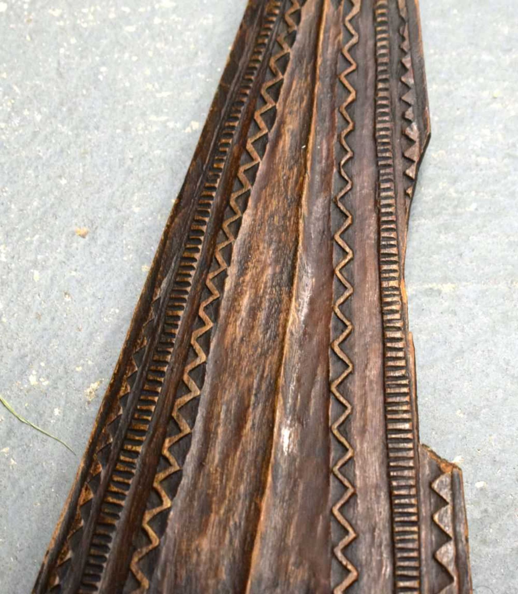 TWO AFRICAN TRIBAL CARVED WOOD PADDLES one decorated with animals, the other with motifs. 160 cm - Image 5 of 13