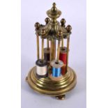 A 19TH CENTURY ENGLISH BRONZE COUNTRY HOUSE BOBBIN HOLDER modelled with an acanthus top. 18cm high.