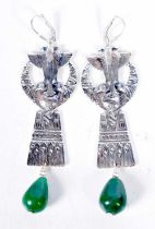 A PAIR OF SILVER EGYPTIAN STYLE EARRINGS. 22 grams. 8.75 cm x 2.5 cm.