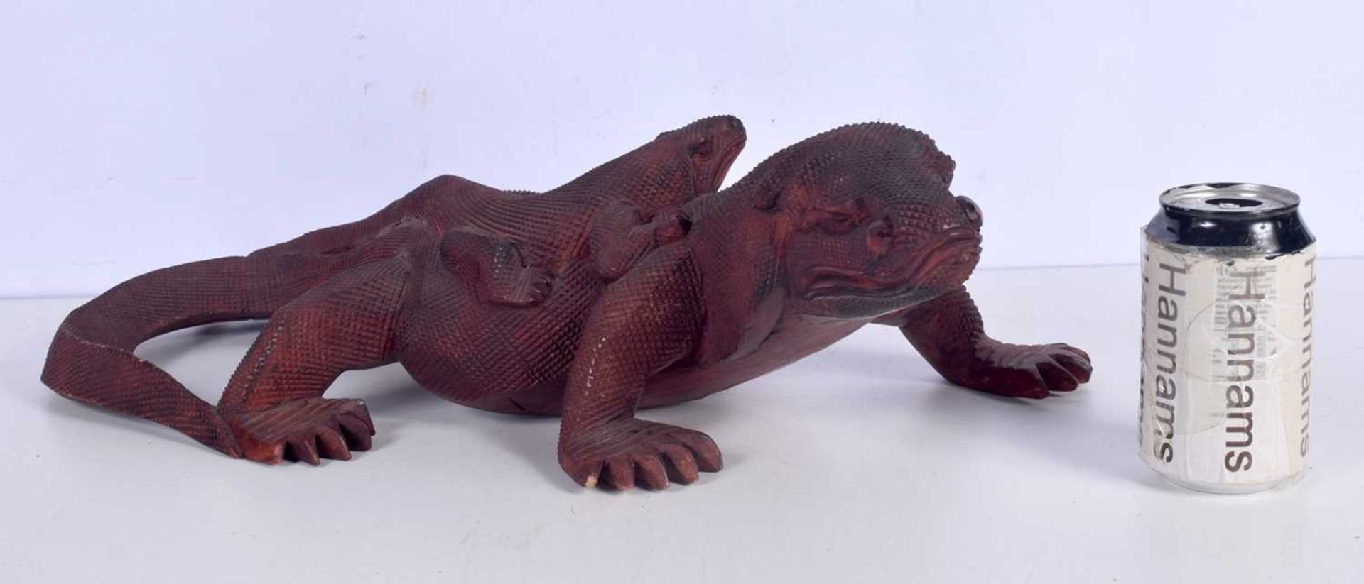 A large Carved wood Komodo Dragon 15 x 56 cm