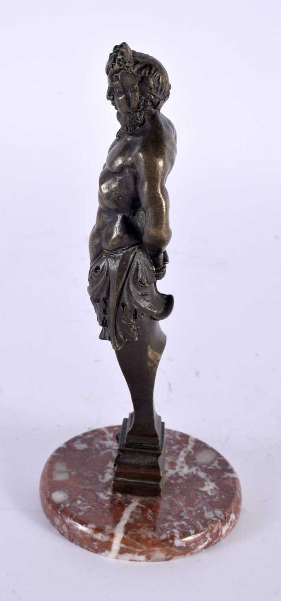 A FINE 19TH CENTURY FRENCH BRONZE AND MARBLE FIGURE OF SATYR modelled with arms behind his back, - Image 5 of 10