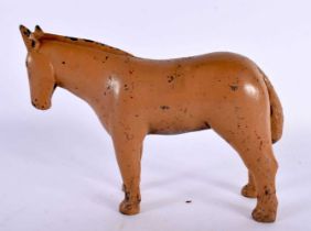 A VINTAGE CARVED FOLK ART PAINTED NAIVE FIGURE OF A HORSE. 27 cm x 14cm.