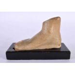 A 19TH CENTURY ITALIAN GRAND TOUR CARVED MARBLE STONE FOOT FRAGMENT After the Antiquity. 10 cm x 7.5