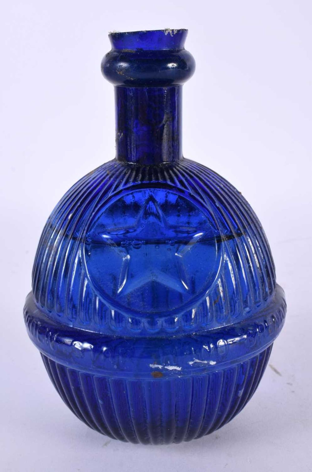 A STAR FIRE GRENADE BRISTOL BLUE BOTTLE. 16.5 cm high.