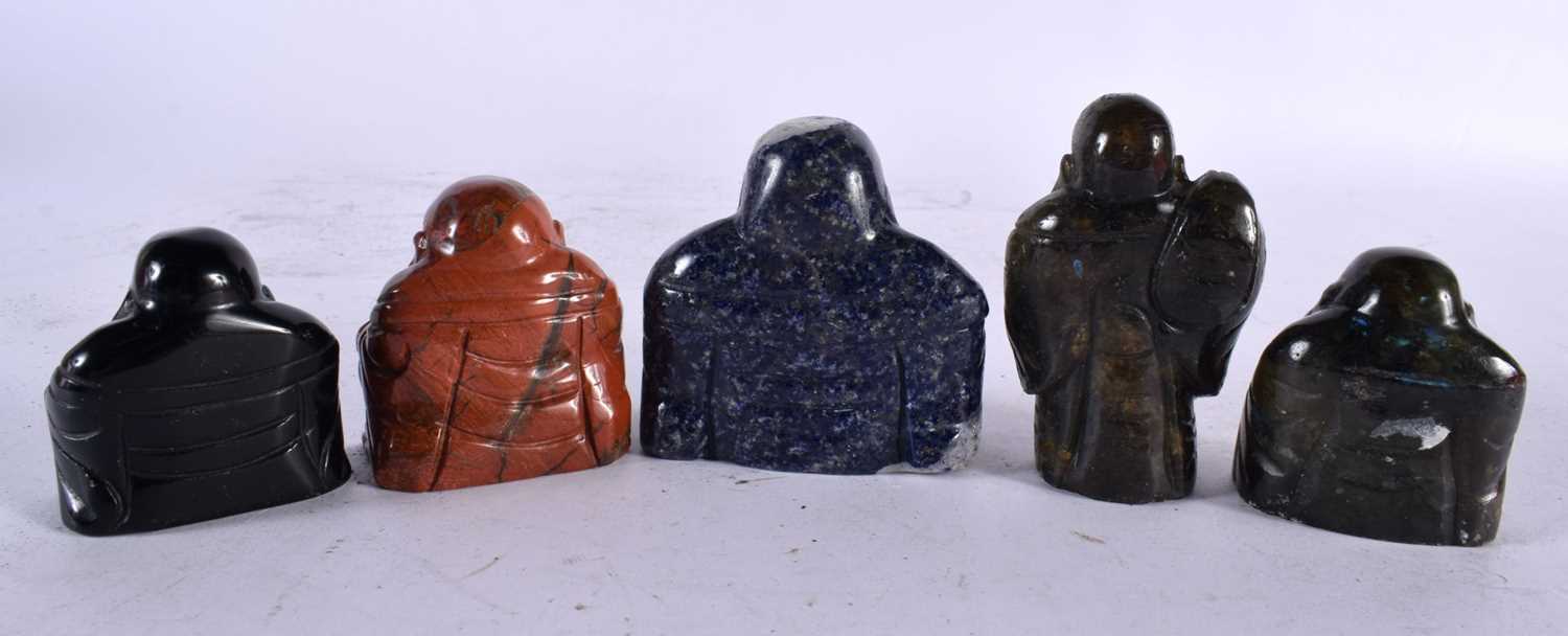 FIVE EARLY 20TH CENTURY CHINESE CARVED STONE FIGURES OF BUDDHAS Late Qing/Republic, including - Image 3 of 4