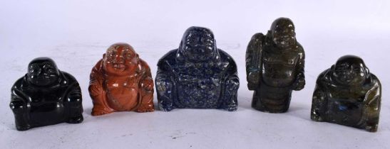 FIVE EARLY 20TH CENTURY CHINESE CARVED STONE FIGURES OF BUDDHAS Late Qing/Republic, including