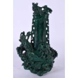 A 19TH CENTURY CHINESE CARVED MALACHITE VASE AND COVER Qing, formed with dragons pursuing a