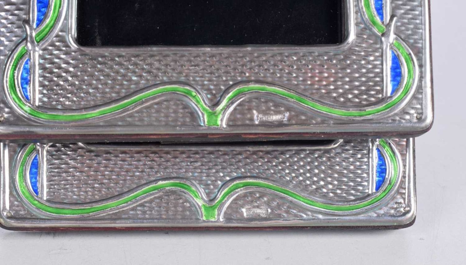 A pair of silver and enamelled picture frames 20 x 15cm. - Image 3 of 5