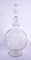 A FRENCH BACCARAT GLASS DECANTER AND STOPPER. 28cm high.