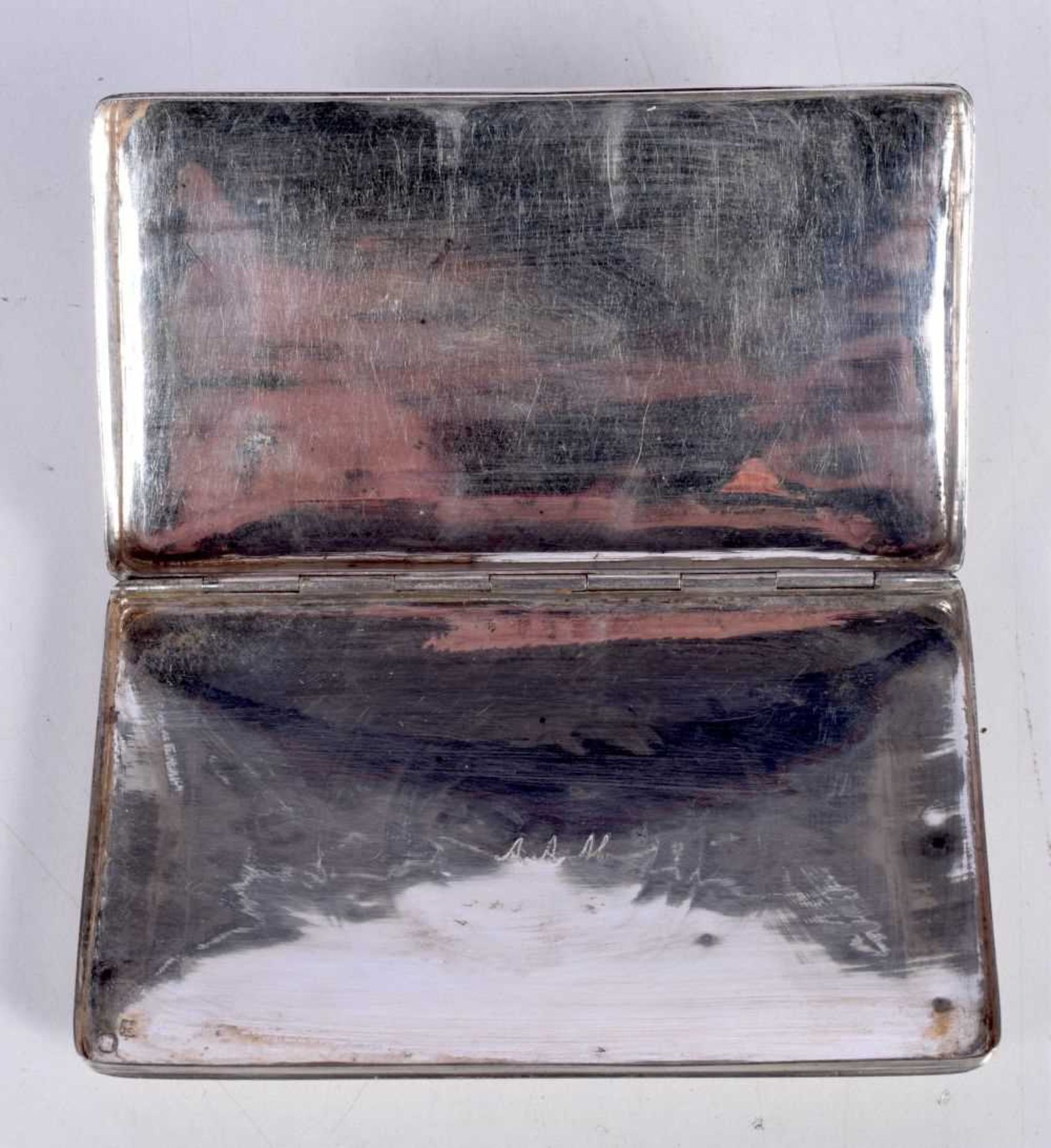 A CONTINENTAL SILVER TOBACCO BOX. Stamped Sterling, 12.4cm x 3.1cm x 7.2 cm, weight 102g - Image 2 of 4