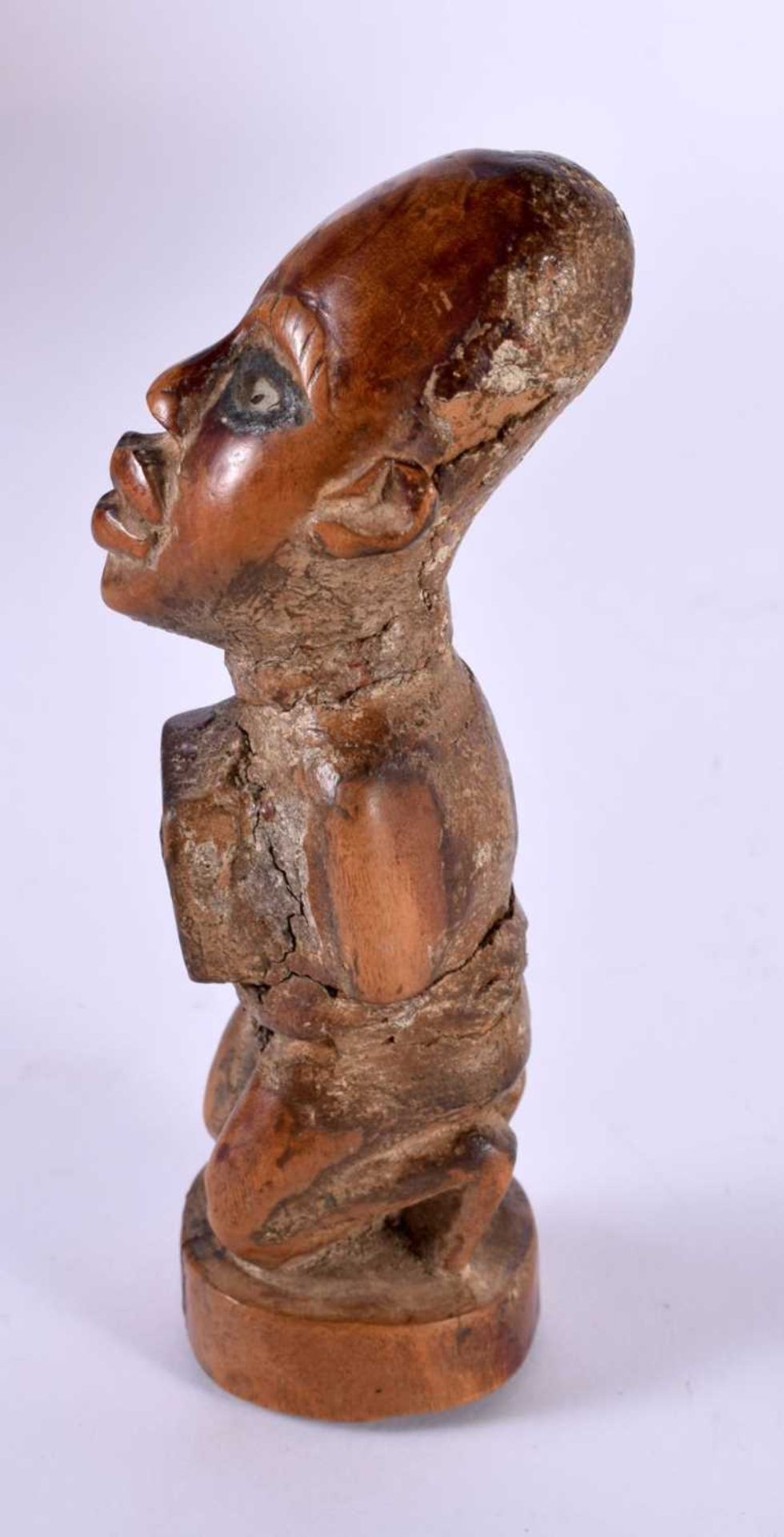 A TRIBAL NKISHI FETISH FIGURE KONGO - 13cm high. This figure has preserved the receptacle of magic - Image 2 of 12