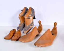 A collection of antique wooden shoe lasts 30cm (6)