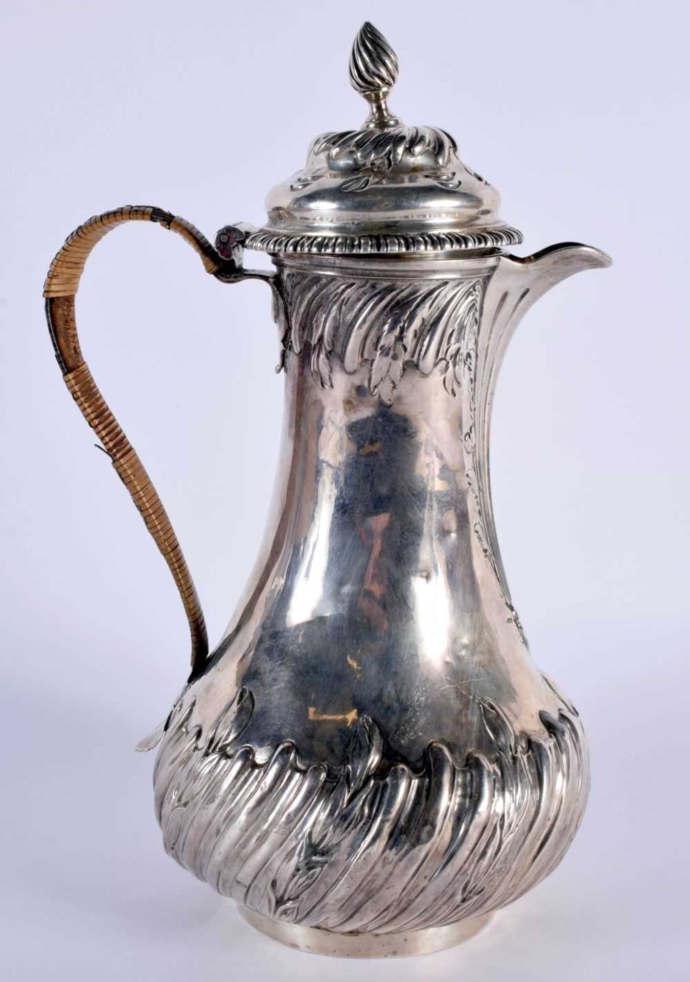 A GEORGE III SILVER COFFEE POT. London 1763. 575 grams. 28cm x 18cm. - Image 2 of 4