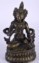 A 19TH CENTURY TIBETAN NEPALESE BRONZE FIGURE OF A SEATED BUDDHA modelled holding buddhistic
