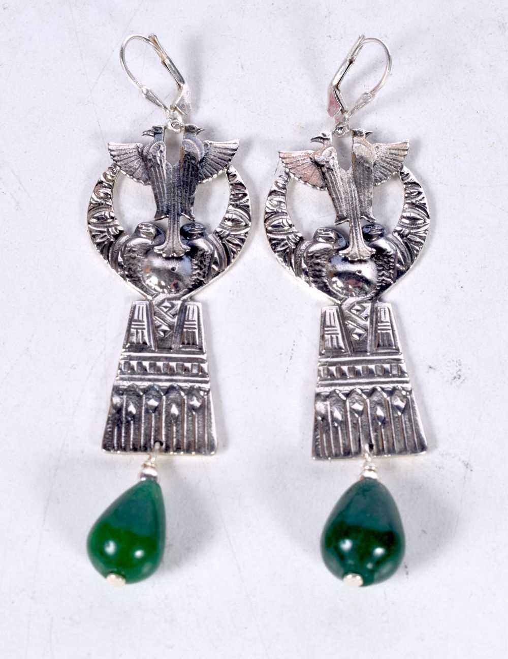 A PAIR OF SILVER EGYPTIAN STYLE EARRINGS. 22 grams. 8.75 cm x 2.5 cm. - Image 2 of 4