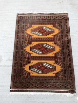 A Turkman rug 94 x 65 cm .