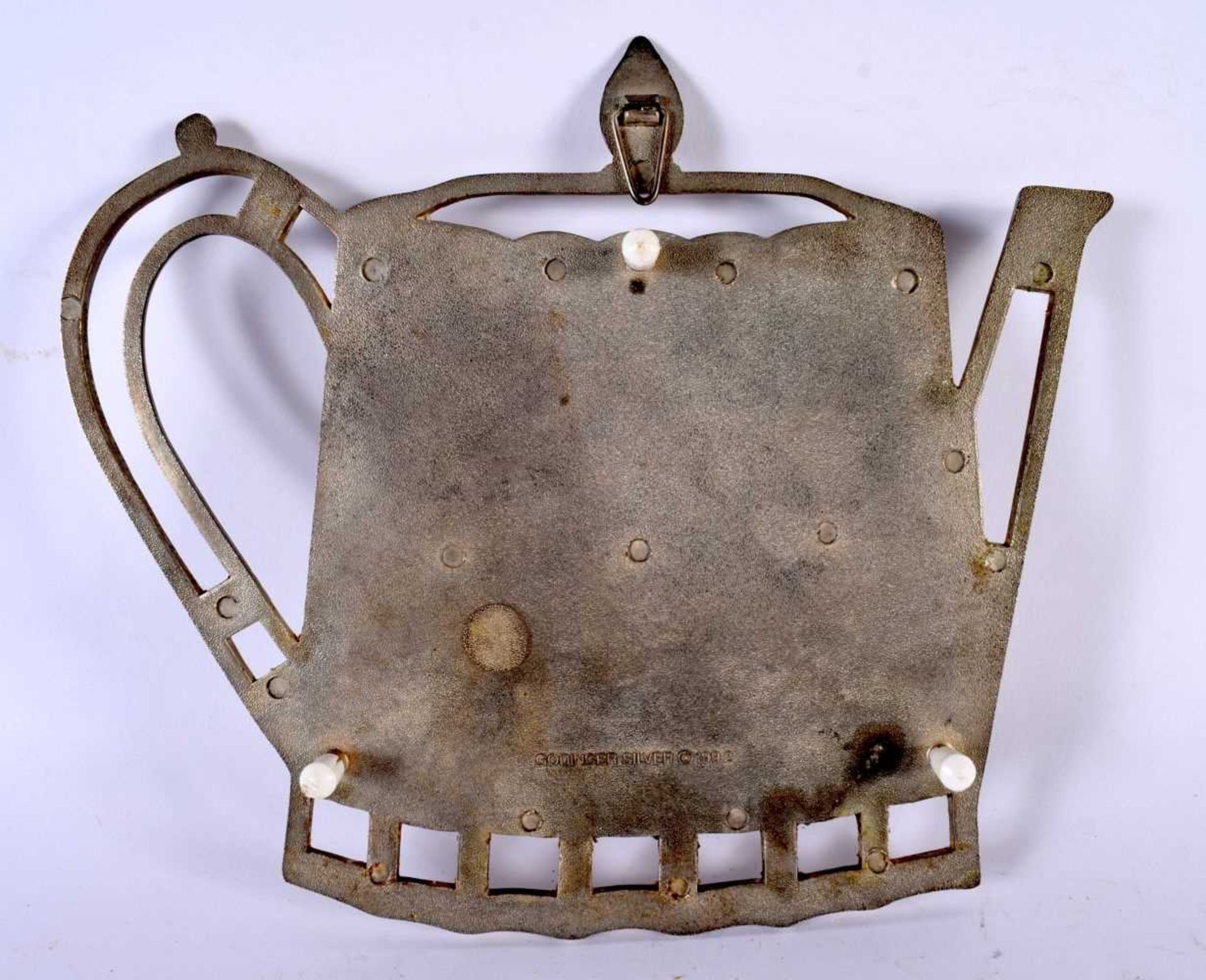 AN UNUSUAL AESTHETIC MOVEMENT TYPE SILVER PLATED TEAPOT STAND. 18cm x 18cm. - Image 2 of 3
