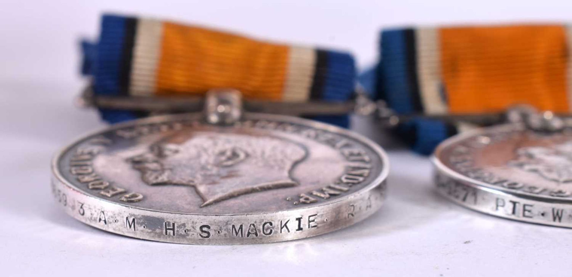 FOUR GEORGE V WAR MEDALS.  Awarded to – K41278 T Owen Sto1 RN, 207642 WT Barry Sig RN. 230659 3AM HS - Image 2 of 6