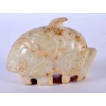 AN ARCHAIC HARDSTONE TWO PIECE CARVING OF A FISH. 6 cm x 8.7cm x 4cm, weight 267g