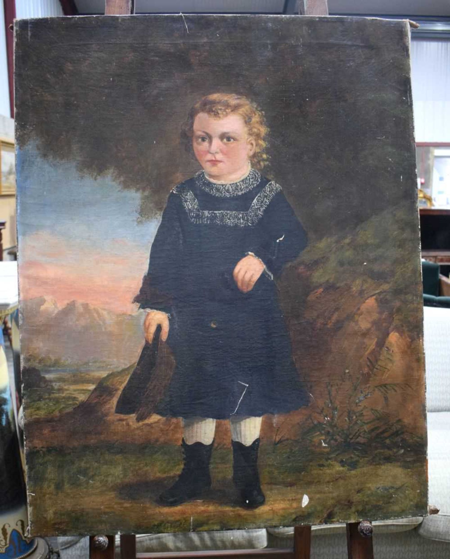 A 19th Century oil on canvas of a young female child signed indistinctly 92 x 72 cm