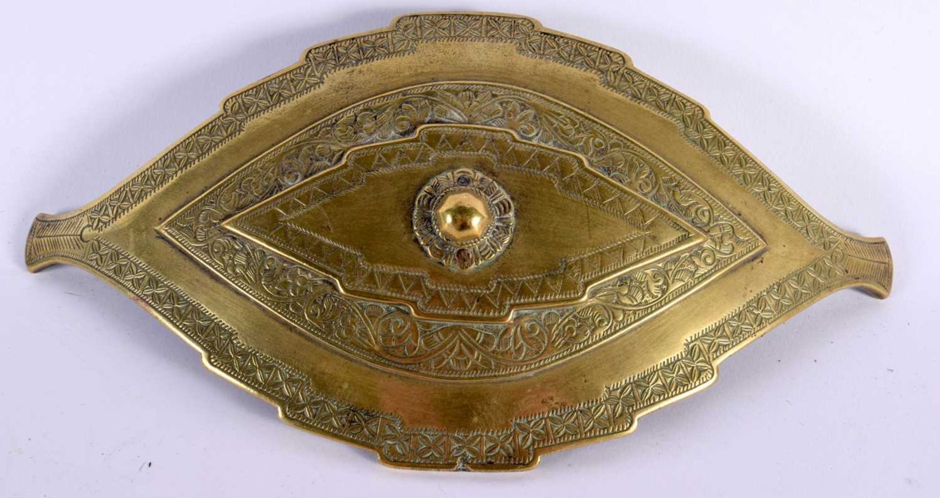 A 19TH CENTURY TURKISH MIDDLE EASTERN OTTOMAN BRONZE BUCKLE. 22cm x 12 cm.