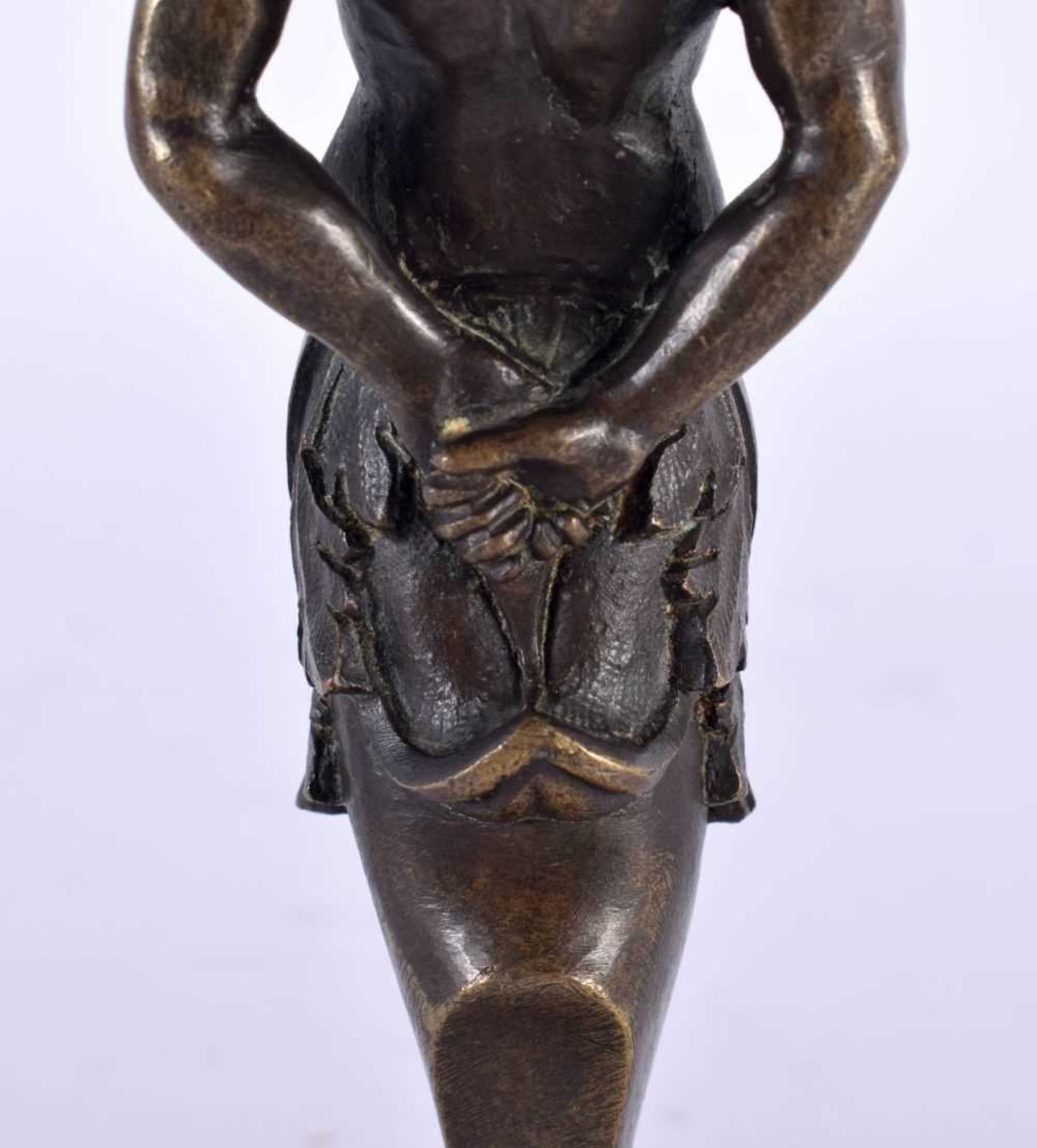A FINE 19TH CENTURY FRENCH BRONZE AND MARBLE FIGURE OF SATYR modelled with arms behind his back, - Image 8 of 10