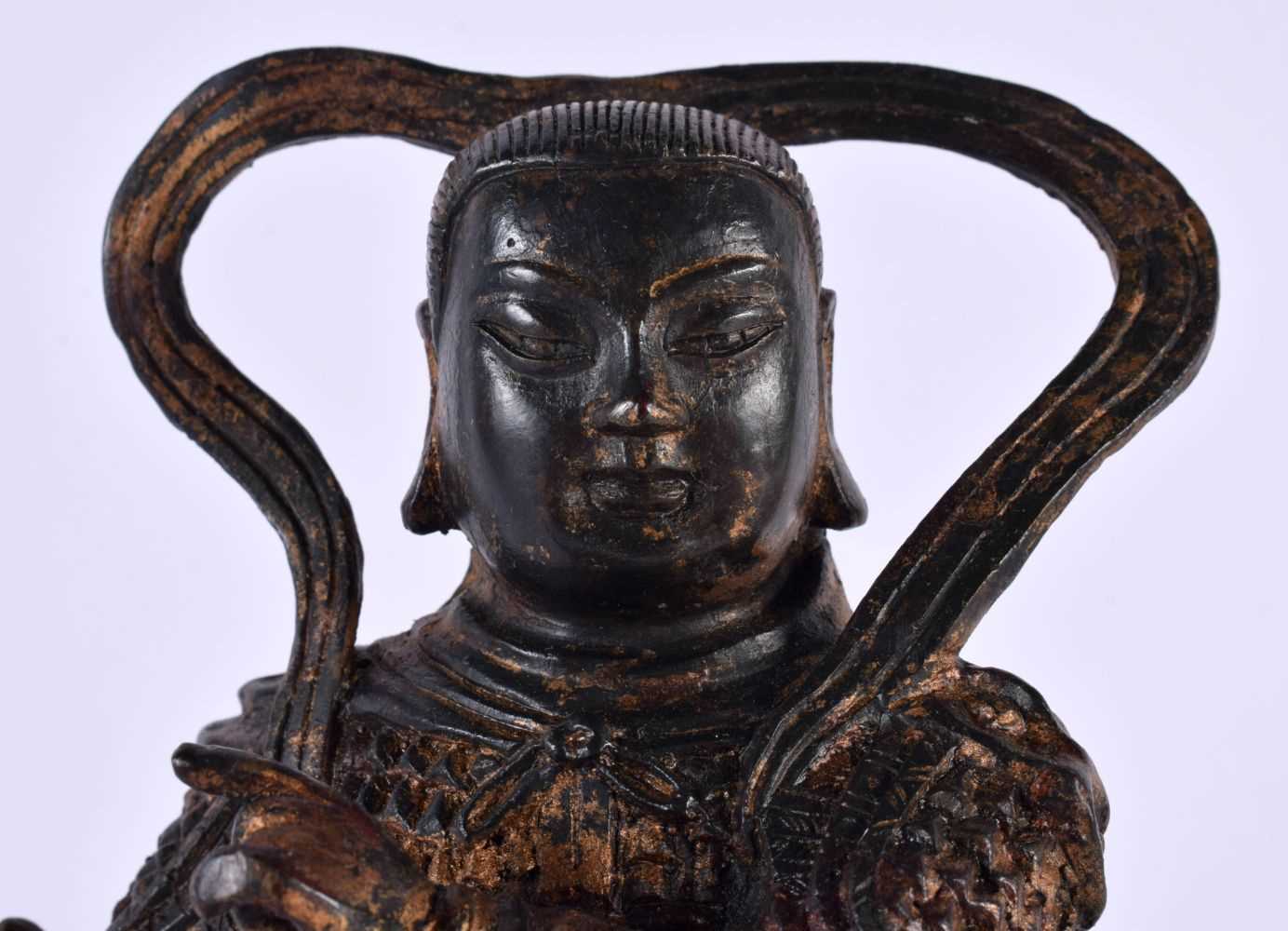 A CHINESE TIBETAN POLYCHROMED LACQUERED BRONZE BUDDHA 20th Century. 27 cm x 12 cm. - Image 2 of 7