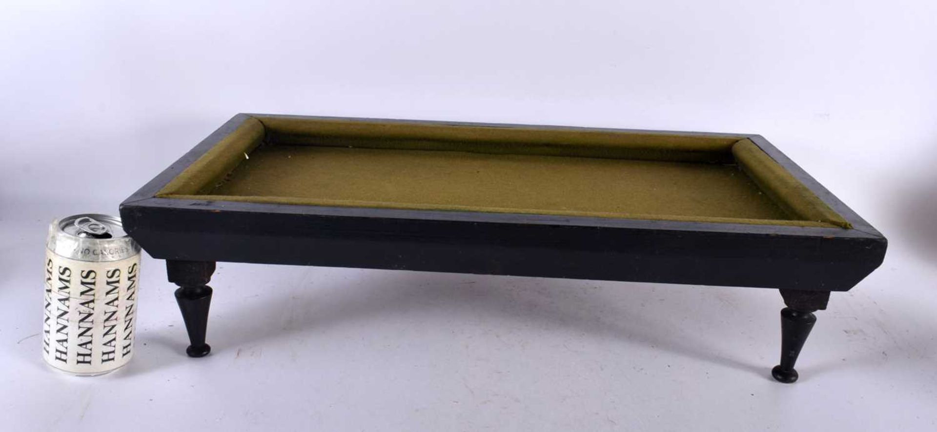 A MINIATURE BILLIARD TABLE. 55 cm x 32 cm.