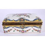 A 19TH CENTURY FRENCH SAMSONS OF PARIS PORCELAIN CASKET painted with flowers and motifs. 15cm x 9