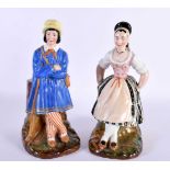 A PAIR OF 19TH CENTURY RUSSIAN FRENCH PORCELAIN FIGURAL GROUPS depicting a male and female upon a