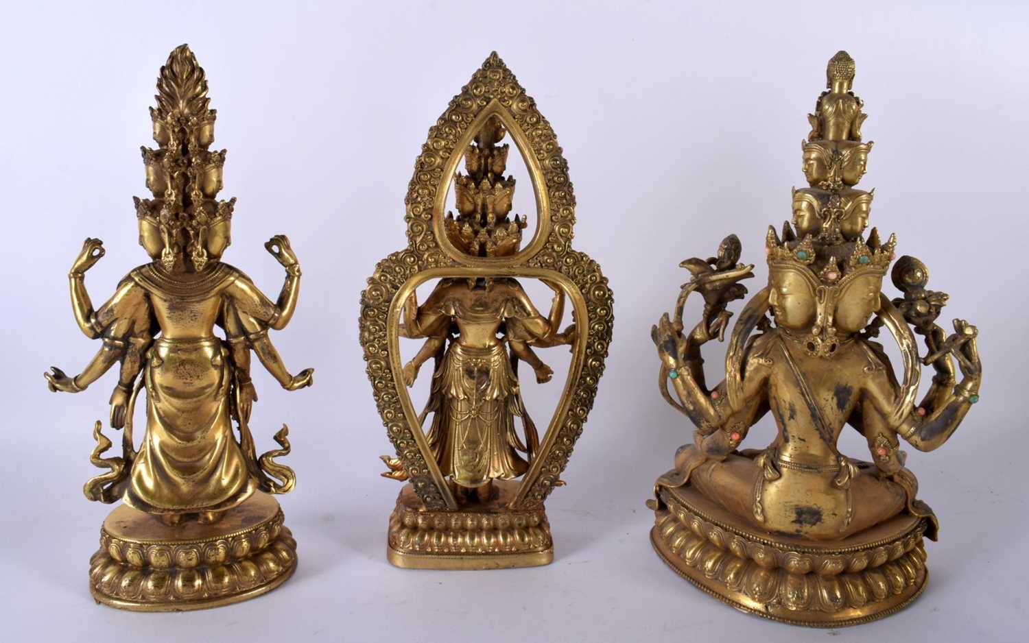 A COLLECTION OF TEN CHINESE TIBETAN GILT BRONZE FIGURES OF BUDDHAS 20th Century, in various forms - Image 3 of 13